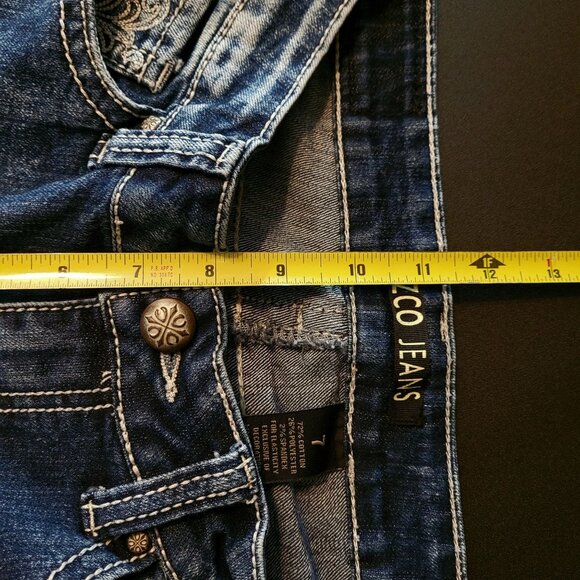 ZCO Jeans Size 7 Bootcut Low Rise Embellished Cross Button Flap Pockets - Picture 9 of 12